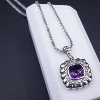 Colgante de diamantes amatista de plata de ley John Hardy Foto 1 de 4