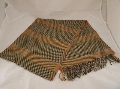 Marrón Tostado Pata de Gallo Cuadros Suave Flecos Invierno Bufanda 64" Largo Foto 1 de 3