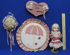 Miss August Bradley Doll Applique Umbrella Craft & Wall Hanging Decor Lot of 4