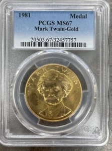 1981 Mark Twain Gold Please Ounce MS67 - Picture 1 of 3