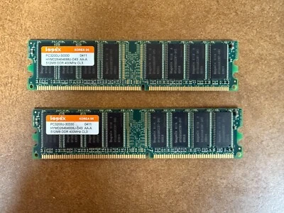 (2) HYNIX 512MB RAM Desktop Memory HYMD264646B8J-D43 PC3200U-30330 0411 400 MHZ - Image 1 of 3