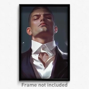 Kunstposter - Mann fühlt Geizigkeit, prächtiger weißer Kragen (Kunstdruck) - Bild 1 von 1