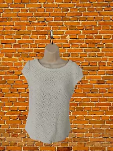 WOMENS BODEN SIZE UK 12 BEIGE CAP SLEEVE LACE CREW NECK BLOUSE SHIRT TSHIRT TOP - Picture 1 of 5