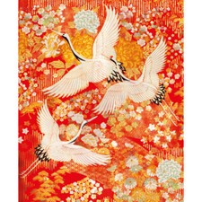Japanese Cranes Kimono - Blank Art Greeting / Birthday Card - Textiles  V&A - 