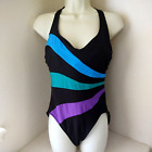 Slimsuit Swimsuit Womens 14 Vtg 1-Pc Black Slimming Bathing Suit Made In Usa