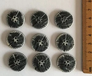 Vintage Retro Buttons x 9 Charcoal 22mm - Picture 1 of 1