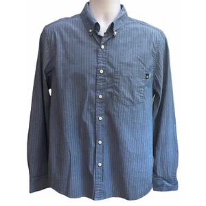 Camicia uomo Chubbies gessata con bottoni chambray blu verde a righe taglia media - Foto 1 di 5