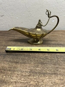 Aladdin Chirag Lamp Brass Alloy Oil Incense Burner Genie~ Vintage - Picture 1 of 8