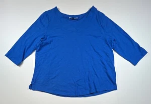 Karen Scott Womens V Neck 3/4 Sleeve T Shirt Top Cotton Knit Navy Blue XL - Picture 1 of 6