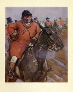 HUNTER, SPORTSMEN ON HORSEBACK FOX HUNTING, DECORATIVE VINTAGE COLOR PRINT, HUNT - Picture 1 of 1