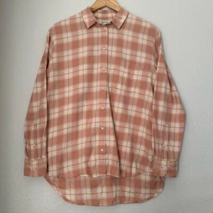 Madewell kariertes Oberteil mit Knopfleiste Oversize rosa weiß Kragen Langarm Gr. S - Bild 1 von 12