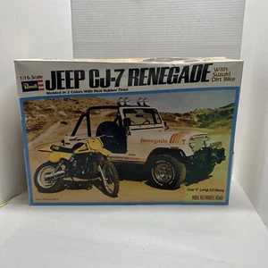 REVELL 1/16 JEEP CJ-7 RENEGADE + SUZUKI DIRT BIKE 1979 MODELL Modellbausatz komplett - Bild 1 von 16