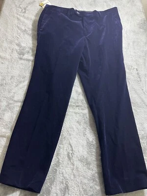 NUEVO Pantalones de vestir de terciopelo premium Inserch para hombre frente plano calce moderno azul talla 38 Foto 1 de 4