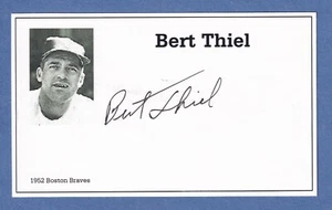 Baseball Player BERT THIEL dec.2020 Autographed 3X5 Index Card - 1952 - Picture 1 of 1