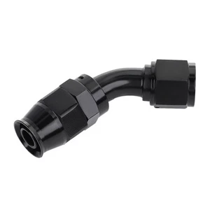 Adaptador de montaje de extremo de manguera giratoria 8AN PTFE 45 grados para manguera de PTFE solo negro - Imagen 1 de 14