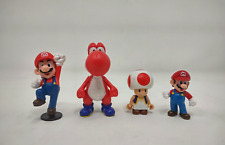 Nintendo Super Mario Bros Lot of 4 Cake Topper Action Figure Red Yoshi Toad 2-3"