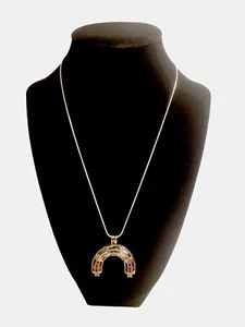 Caged Multi-Pearl Pendant Necklace Rainbow Silvertone 18 Inches - Picture 1 of 5