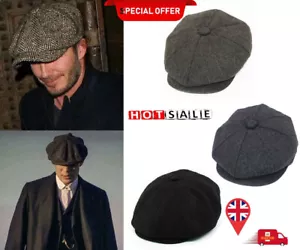 Baker Boy Hat Cap Peaky Blinders Newsboy Herringbone Flat Cap 54cm - 60cm - Picture 1 of 7
