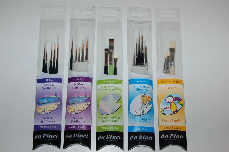 DA VINCI verschiedene Pinsel im Set Malpinsel Spezialpinsel Borst-Pinsel Neu Ovp