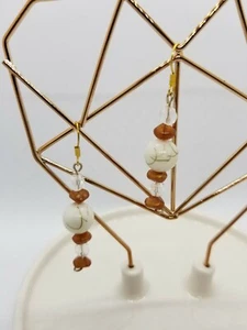 Hand Crafted Beaded Dangling Earrings Small Medium Geometric Large Ball Bead - Bild 1 von 6