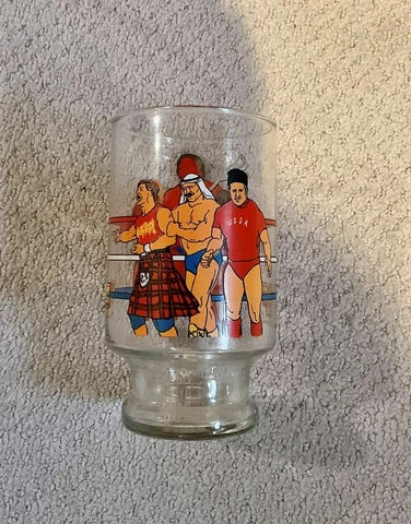 1985 WWF Titan Glass Hulk Hogan Andre Giant Junk Yard Dog Rowdy Roddy Piper Cover