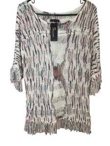 Cárdigan Baciano Mujer Grande Multicolor Frontal Abierto Flecos Hippie Vaquera NUEVO - Imagen 1 de 8