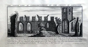 LEICESTER ULVESCROFT PRIORIUM Sam & Nathaniel Bucks Ansichten großer antiker Druck 1730 - Bild 1 von 2