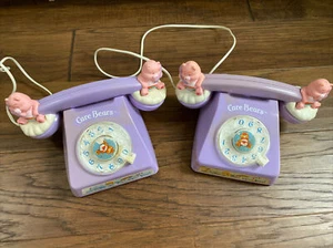 2 Vintage Care Bears Purple Rotary Phone 1985 American Greetings SOLD AS IS - Picture 1 of 10