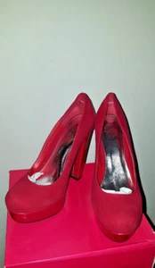 RED Round Toe Sexy Thick Stilettos Platforms High Heels Womens Shoes NEW - Picture 1 of 12