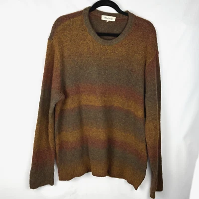 Madewell Sweater XXL Merino Wool Alpaca Blend Crew Brown Red Green Ombre Soft - Image 1 of 4
