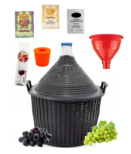 Weinballon Kunststoffkorb Gummistopfen Gärröhrchen, Glasballon, Gärballon SET - Bild 1 von 12