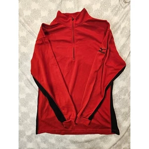 Mizuno Breath Thermo Pullover Athletic Training Top Red Black Size M - Picture 1 of 3