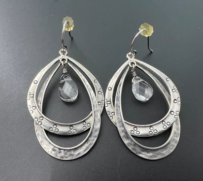 PENDIENTES COLGANTES SILPADA PLATA ESTERLINA 925 DOBLE CRISTAL GANCHO LÁGRIMA W1681 Foto 1 de 4