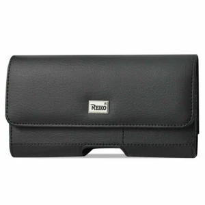 For iPhone 14 / 14 Pro - Reiko Leather Wallet Pouch Case Clip - Black - Picture 1 of 4