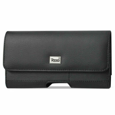 For iPhone 16 Reiko Leather Wallet Pouch Case Clip - Black - Image 1 of 4