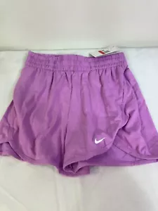 Nike Big Kids Dri FIT Breezy High Waisted Training Shorts Girls Sz L Purple New - Picture 1 of 7