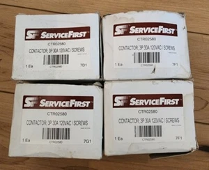 (4) SERVICE FIRST CTR02580 CONTACTOR 3P 30A 120VAC / SCREWS - Picture 1 of 2