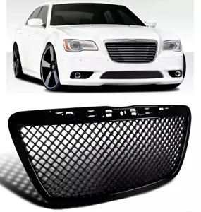 For Chrysler 300 300C 2011-2014 Front Grille Gloss Black Mesh Bentley SRT Style - Picture 1 of 9