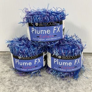 NEW Berroco Plume FX Eyelash Yarn 3 Skeins Color: 6861 Dye Lot 005 Purple Blue - Picture 1 of 6