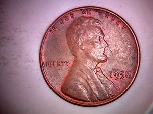 1958 P ERROR DOUBEL DIE OBVERSE LINCOLN PENNY CIRCULATED. L85P - Picture 1 of 6