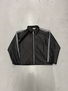 Vintage Mint USA Nylon Satin Lightweight Coach Jacket SMALL 90s Black Striped - Picture 1 of 6