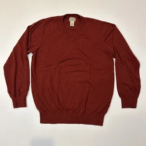 L.L. Bean Sweater Adult Large Red Long Sleeve V-Neck Outdoor Preppy Men - Picture 1 of 11