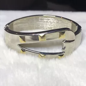Gold And Silver Toned Hinged Bracelet - Picture 1 of 6