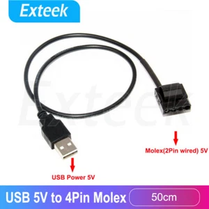 5V USB Power to 4Pin Molex(2Pin Wired) 5V Female Power Converter Cable 50cm - Picture 1 of 2
