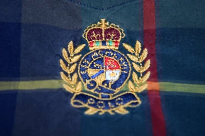 Camisa Polo Ralph Lauren Vintage a Cuadros Manga Larga Talla L Años 90 Verde Corona Cresta Foto 1 de 4