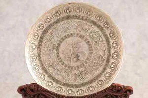 11.8CM collection Chinese tibet silver copper lucky plate table deco - Picture 1 of 6