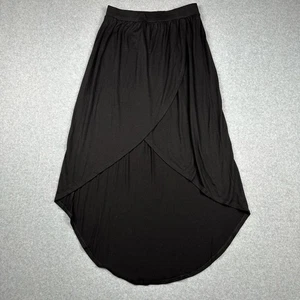 Bobbie Brooks Skirt Womens M Black Wrap High Low Hem Stretch Comfort Boho Casual - Picture 1 of 10