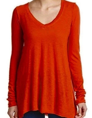 Camiseta WE THE FREE Anna Talla M Roja Manga Raglán Algodón Envejecido Túnica Cuello Top Foto 1 de 4