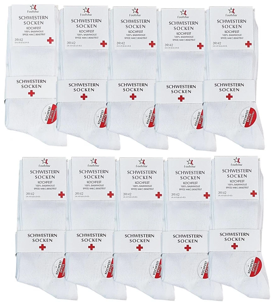 5-50 Paar Arztsocken Klinik Schwesternsocken Kochfest 100% Baumwolle Gr.35-50 - Bild 1 von 1