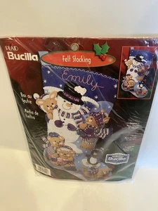 #95  Bucilla Snow Days Felt Applique Snowman Stocking Kit 84590 - 18" - Picture 1 of 2